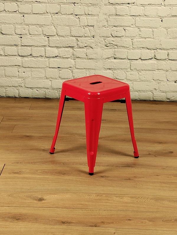 Pressed steel red Tolix stools
