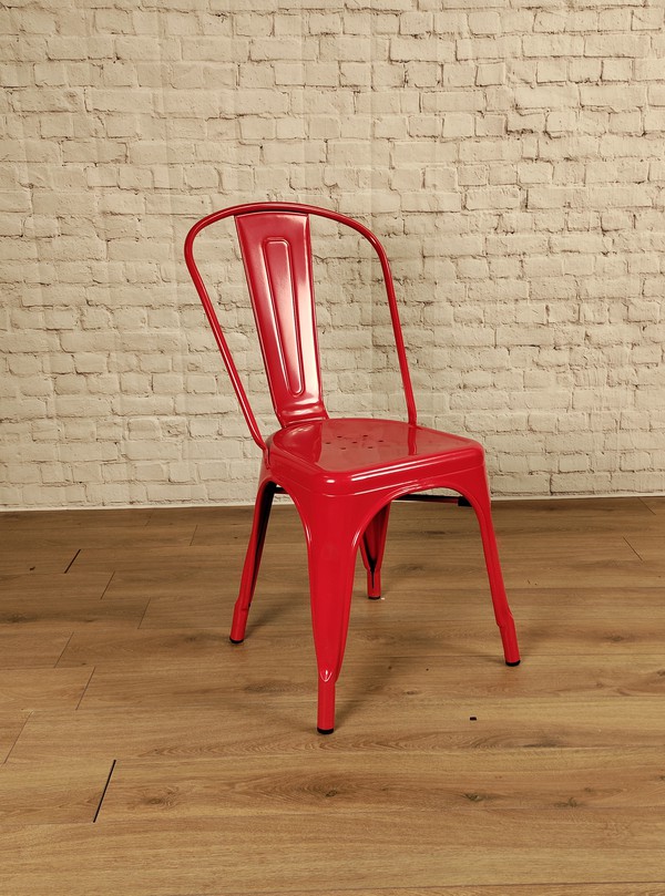 Pressed steel tolix chair in red