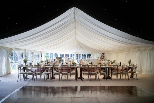 Wedding marquee with dance floor and starlight end