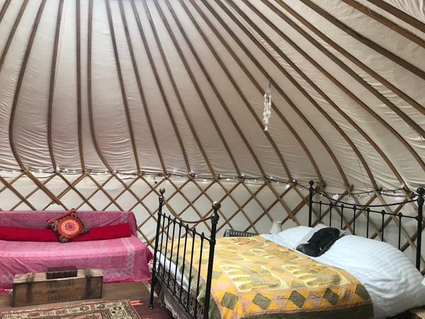 Glamping Yurt with double brass bed