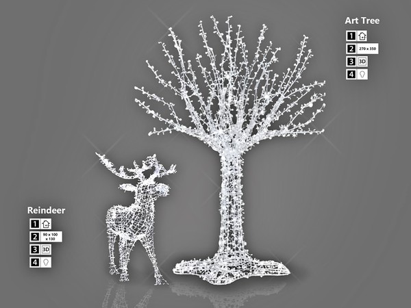 Buy Illuminated Christmas Tree & Reindeer Decorations