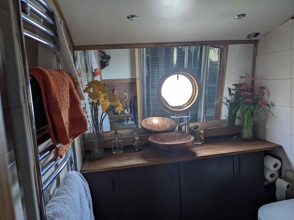 Canal boat with bathroom