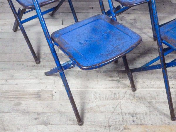 Blue vintage folding chairs