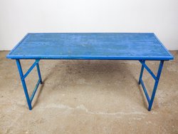 Vintage blue trestle tables
