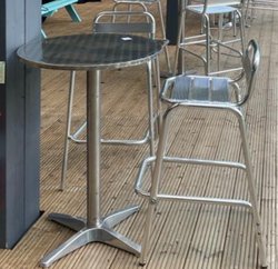 Aluminium Poseur Table and high bar chair