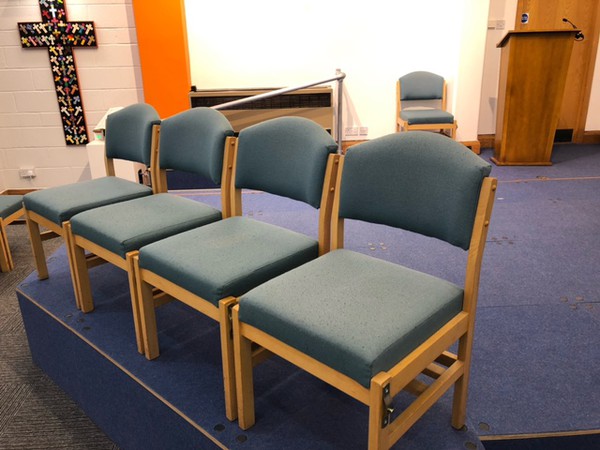 Church chairs with linking brackets