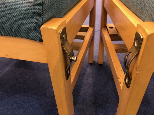 Linking brackets for church chairs