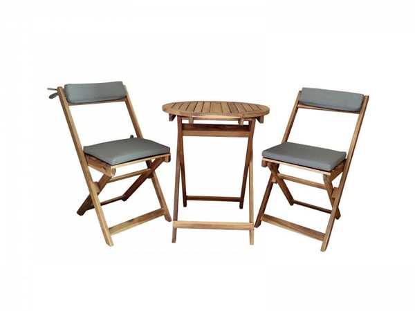 Foldable Wooden Bistro Outdoor Tables with 2 Chairs
