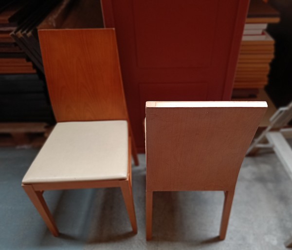 Polished Ply Back Faux Leather Seated Chairs
