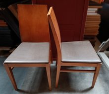 Polished Ply Back Chairs with Faux Leather Upholstered Seats