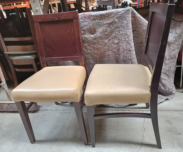 Cream Faux Leather Upholstered Dining Chairs
