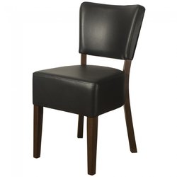Black leather dining / restaurant chairs