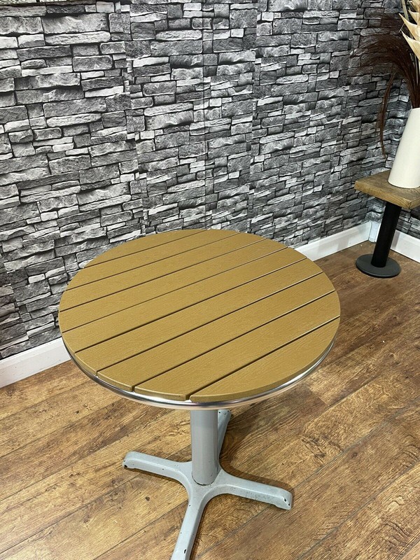 Brand New Stunning New 60CM Round Natural Resin And Aluminium Table With Refurbished Cast Iron Base