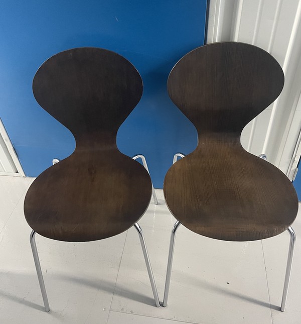 Pair Danish Mid Century Dark Brown Chairs