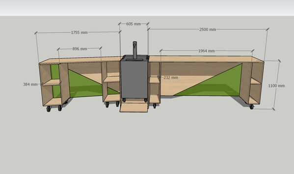 Bar counter on wheels