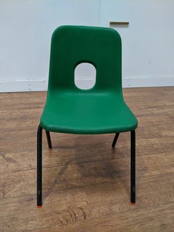 New Green Heavy Duty Plastic Polypropylene School Canteen Stacking Chair For Sale