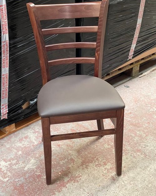 Brand New Walnut Finish Chocolate Brown Contract Leather Seat For Sale Brand New Walnut Finish Chocolate Brown Contract Leather Seat For Sale