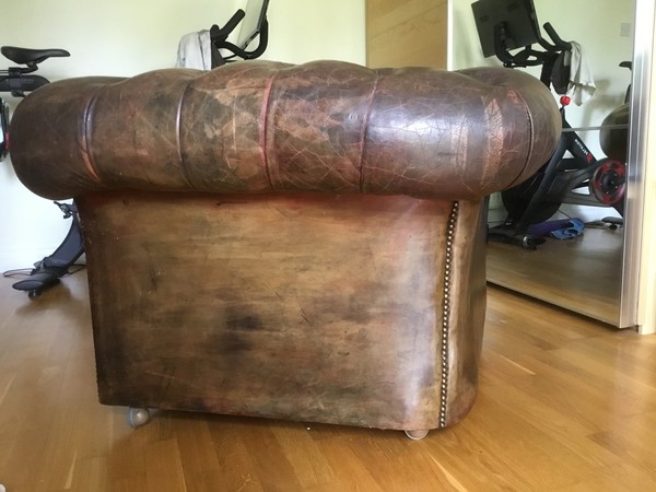 Dark Brown Leather Chesterfield Chair