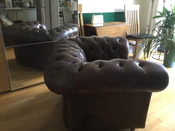 Secondhand Dark Brown Leather Chesterfield Chair