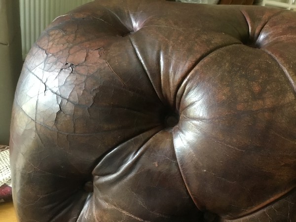 Used Dark Brown Leather Chesterfield Chair