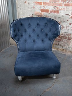 4x Dark Blue Chesterfield Velvet Chair (COM068) - South Yorkshire