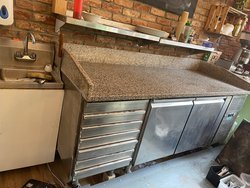 Secondhand Pizza Prep Counter 2 Doors with Drawers For Sale