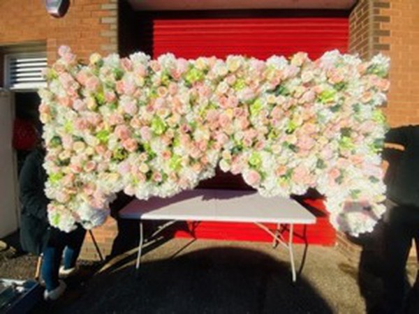 Secondhand Blush Arched Flower Wall