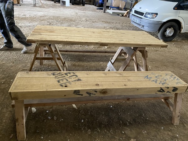 Secondhand Wooden Bench and Table Set