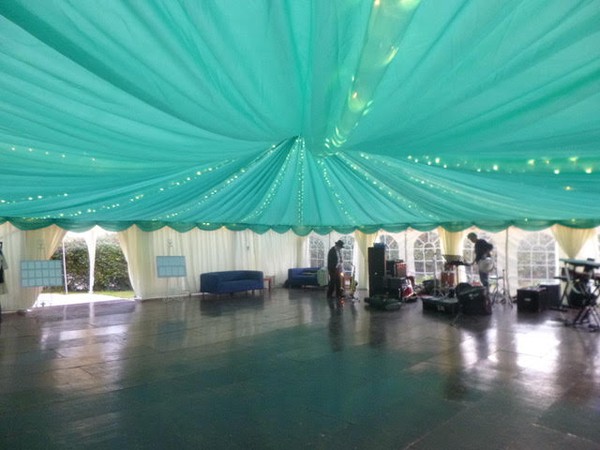 Turquoise Custom Covers roof lining with LED lights added over dance area