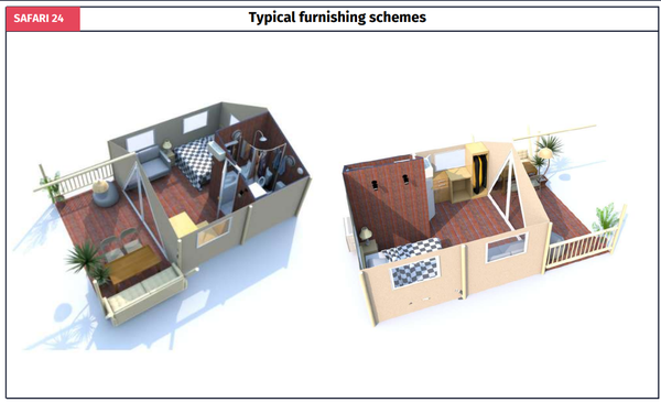 Typical glamping lodge layout
