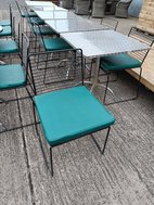 Outdoor Aluminium Tables with 18x Steel Wire Style Stackable Chairs For Sale