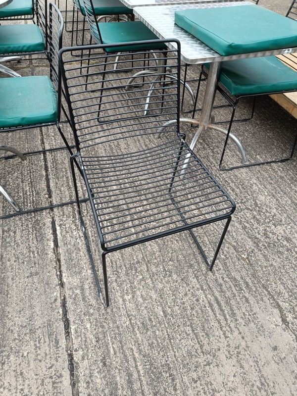 Secondhand Outdoor Aluminium Tables with 18x Steel Wire Style Stackable Chairs
