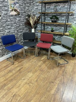 Secondhand Super Chrome and Fabric Stackable Conference Chairs For Sale