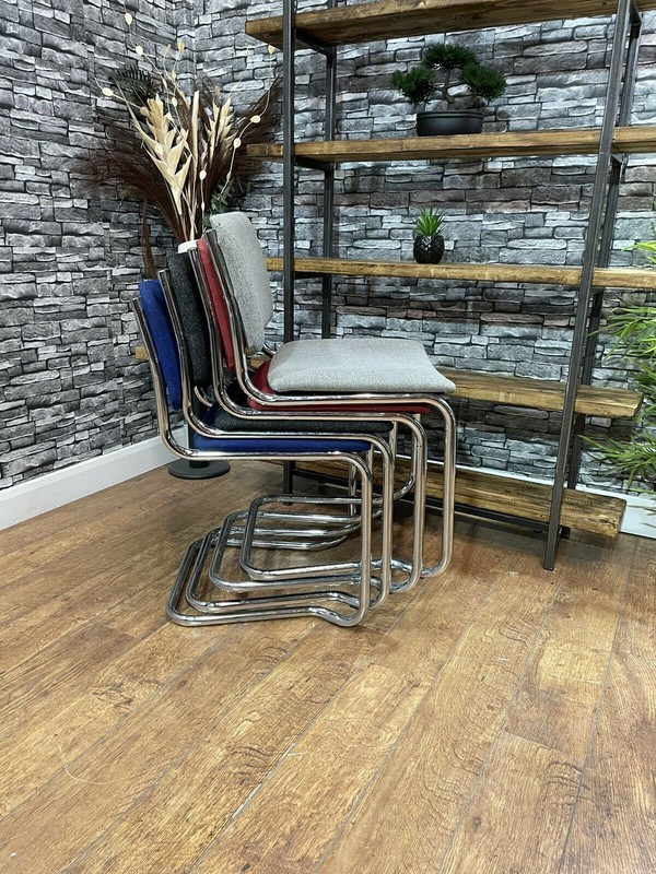 Secondhand Used Super Chrome and Fabric Stackable Conference Chairs For Sale