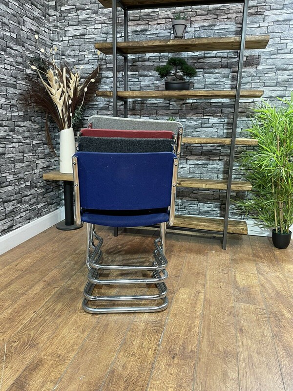 Used Super Chrome and Fabric Stackable Conference Chairs For Sale