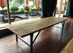 Buy Real Oak Rustic Style Tables with Folding Metal Legs