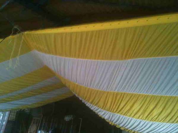 Yellow and white marquee lining