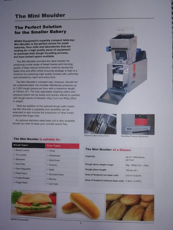 Mono Bakery Multi Roll Moulder Info