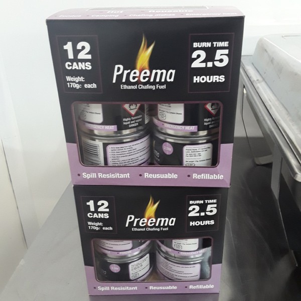 Boxes of Preema Chafing Fuel