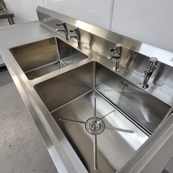 New stainless steel double sink