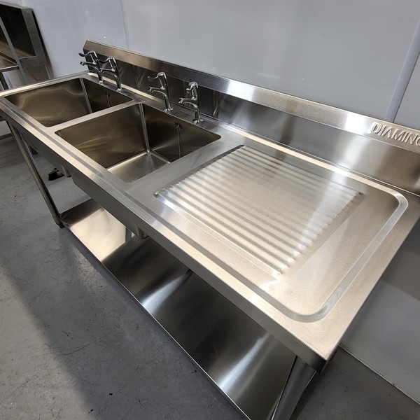 Right hand drainer double sink