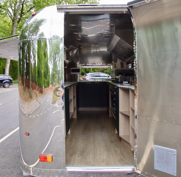Catering trailer with large hatch
