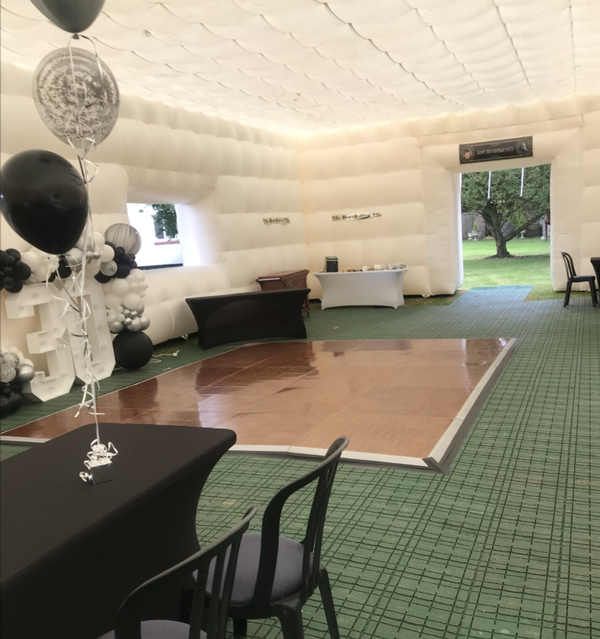 Inflatable Marquee 20m x 10m Full Set Up Rolatrac Flooring, Parquet Dance Floor, 18 Tables, 70 Chairs - Cheshire 7