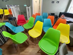 Tulip Chairs - green, yellow, red, orange, blue