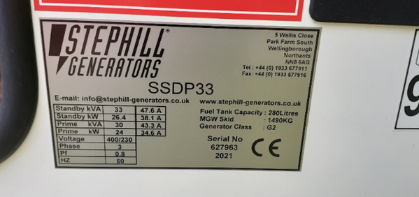 2021 Stephill / Perkins SSDP33 Generator for sale