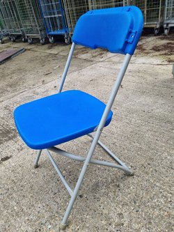 Secondhand Plastic Folding Chair Blue Grey For Sale