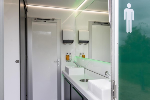 Clean white interior toilet trailers