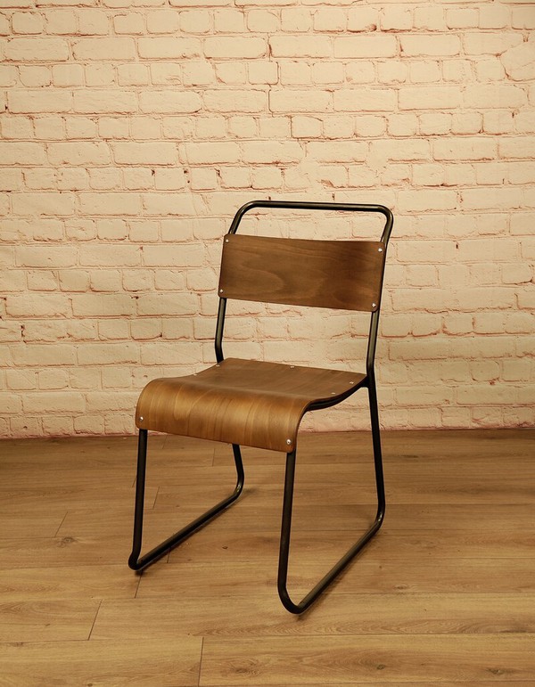 Retro stacking wooden chairs