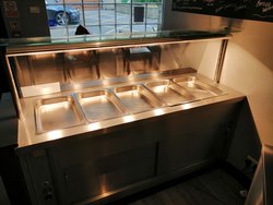 Secondhand Bain Marie with Gantry Lights Hot Food Serving Counter For Sale