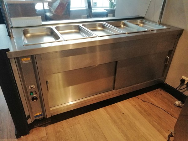 Secondhand Bain Marie with Gantry Lights Hot Food Serving Counter